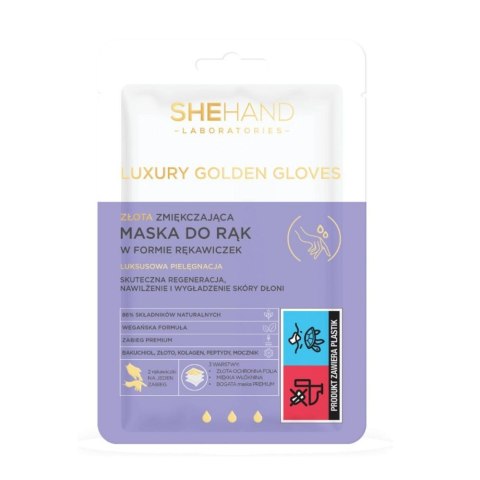 Luxury Golden Gloves złota zmiękczająca maska do rąk w formie rękawiczek 1 para SHEHAND